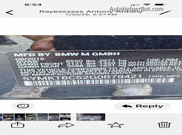 5YMKT6C52G0R79421 2016 BMW X5 Black Панорамний вид салону 360°