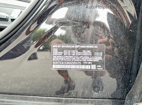 5UXTS3C53K0Z05575 2019 BMW X3 Black Vista interior trasera