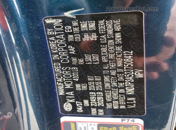 KNDJP3A52J7508412 2018 KIA SOUL Blue Widok naklejki z numerem VIN