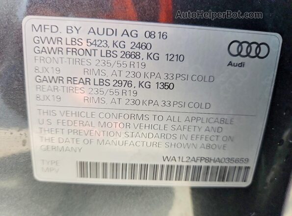 WA1L2AFP8HA035659 2017 AUDI Q5 Gray 