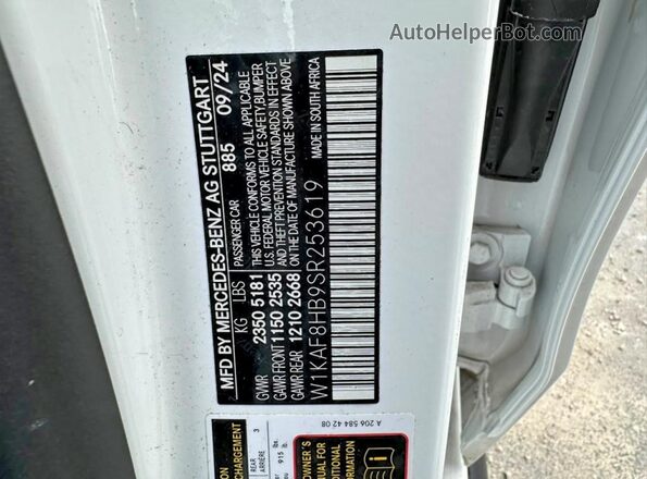 W1KAF8HB9SR253619 2025 MERCEDES-BENZ C White Вид задньої частини салону