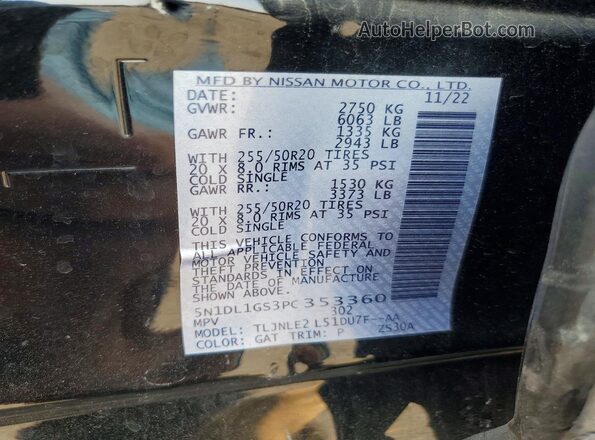 5N1DL1GS3PC353360 2023 INFINITI QX60 Черный 