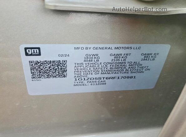 1G1ZD5ST6RF170981 2024 CHEVROLET MALIBU Gray Vista de la etiqueta del VIN