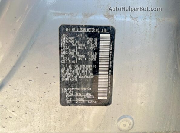 JN8AY2ND7H9008564 2017 NISSAN ARMADA Silver Սալոնի հետևի տեսք