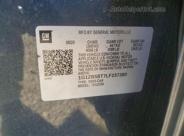 1G1ZB5ST7LF157380 2020 CHEVROLET MALIBU Синий Вид наклейки с VIN-кодом