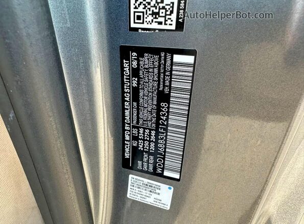 WDD1J6BB3LF124368 2020 MERCEDES-BENZ E Silver უკანა სალონის ხედი