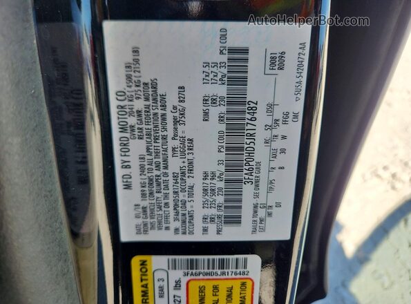 3FA6P0HD5JR176482 2018 FORD FUSION Black VIN კოდის სტიკერის ხედი