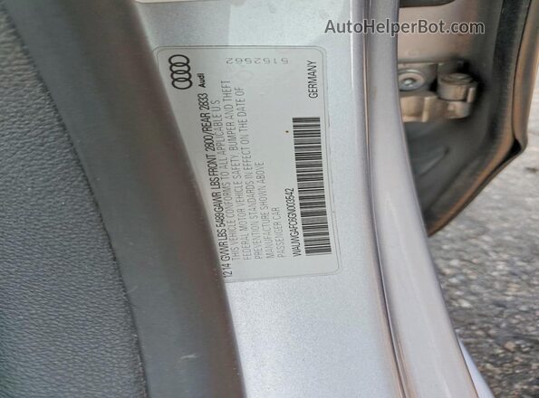 WAUWGAFC6GN003542 2016 AUDI A7 Серебряный Вид наклейки с VIN-кодом