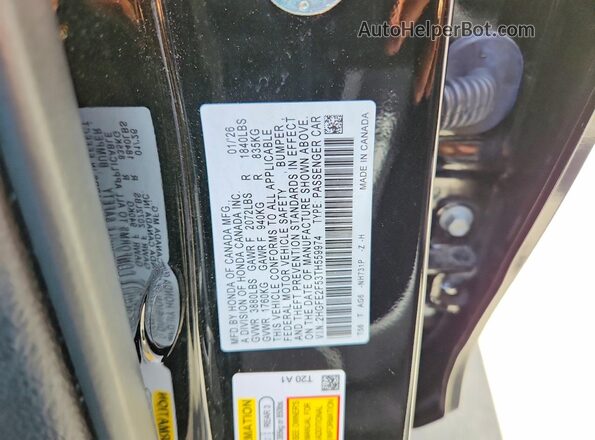 2HGFE2F53TH559974 2026 HONDA CIVIC Black Vista de la etiqueta del VIN