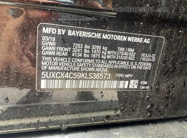 5UXCX4C59KLS36573 2019 BMW X7 Black Շարժիչի բաժամունքի տեսք