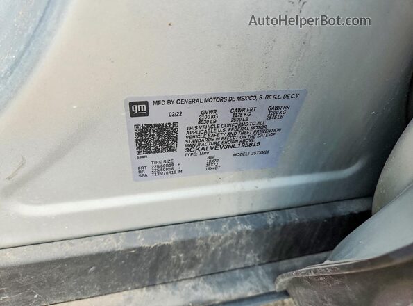 3GKALVEV3NL195815 2022 GMC TERRAIN Silver Панорамний вид салону 360°