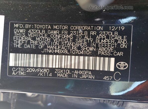 JTNKHMBX8L1070410 2020 TOYOTA C-HR Black VIN sticker view
