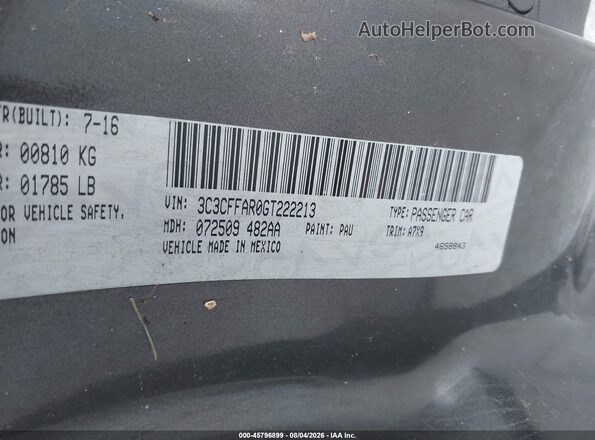 3C3CFFAR0GT222213 2016 FIAT 500 Gray Շարժիչի բաժամունքի տեսք