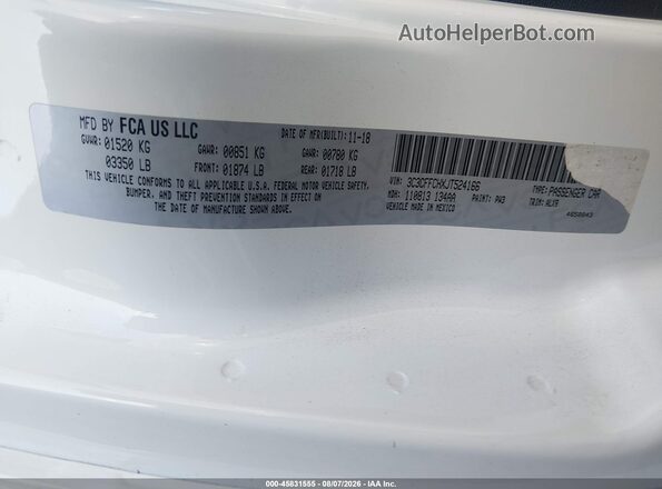 3C3CFFCHXJT524166 2018 FIAT 500 White Вид підкапотного простору