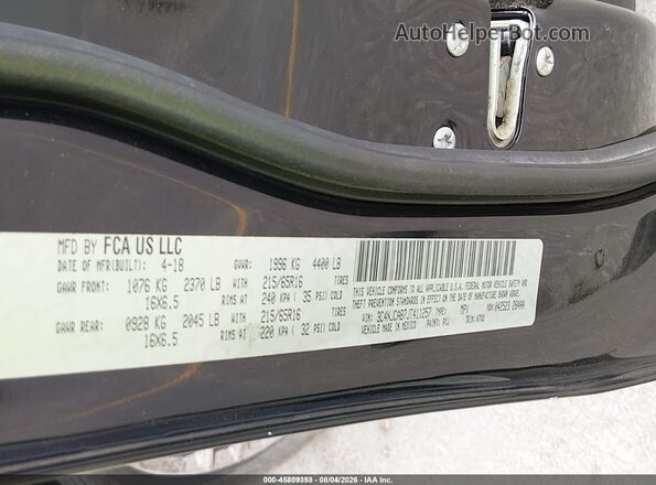 3C4NJCAB7JT411257 2018 JEEP COMPASS Черный Вид подкапотного пространства