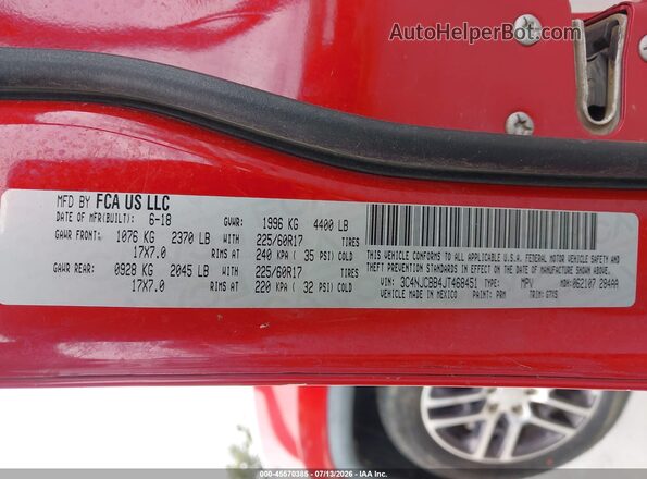 3C4NJCBB4JT468451 2018 JEEP COMPASS Red Engine compartment view
