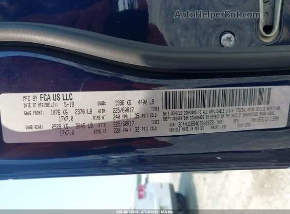 3C4NJCBB4KT802673 2019 JEEP COMPASS Dark Blue ძრავის განყოფილების ხედი