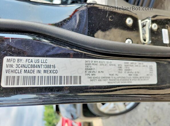 3C4NJCBB4NT138816 2022 JEEP COMPASS Черный Вид наклейки с VIN-кодом