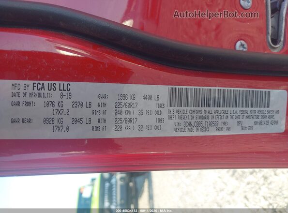 3C4NJCBB5LT102582 2020 JEEP COMPASS Red Widok komory silnika