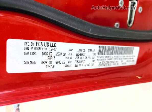3C4NJCBB8JT266566 2018 JEEP COMPASS Red VIN sticker view