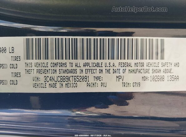 3C4NJCBB9KT652091 2019 JEEP COMPASS Black Widok komory silnika