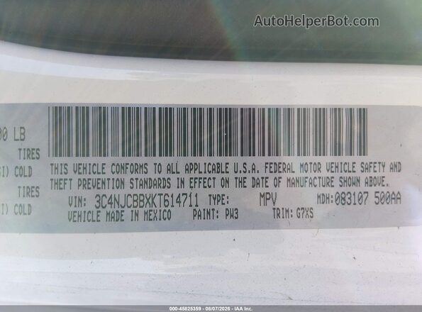 3C4NJCBBXKT614711 2019 JEEP COMPASS White Вид підкапотного простору