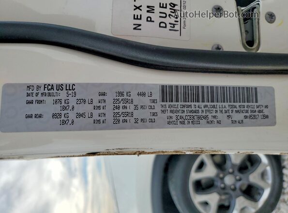 3C4NJCCB3KT802405 2019 JEEP COMPASS Белый Вид наклейки с VIN-кодом