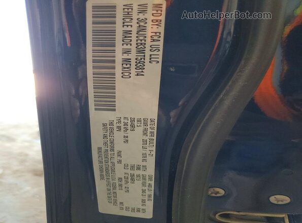 3C4NJCEB3MT593814 2021 JEEP COMPASS Blue VIN კოდის სტიკერის ხედი