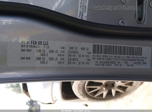 3C4NJDAB0KT849352 2019 JEEP COMPASS Blue Շարժիչի բաժամունքի տեսք