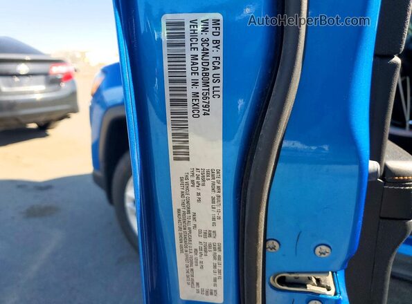 3C4NJDAB0MT567974 2021 JEEP COMPASS Blue Widok naklejki z numerem VIN