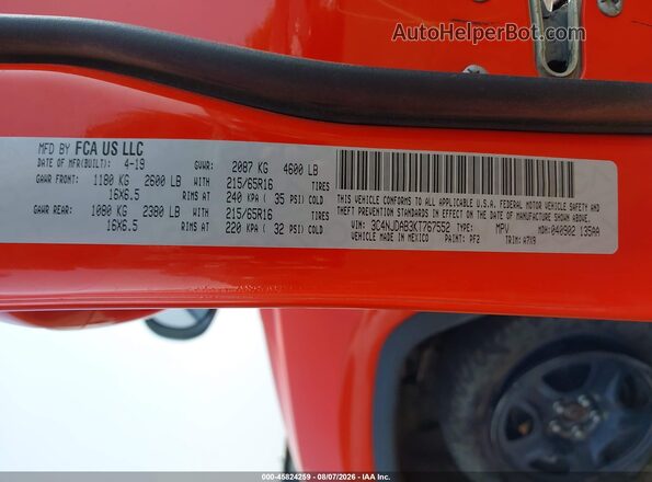 3C4NJDAB3KT767552 2019 JEEP COMPASS Orange Engine compartment view
