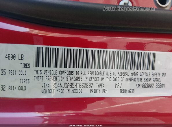 3C4NJDAB5HT660897 2017 JEEP NEW COMPASS Red Widok komory silnika