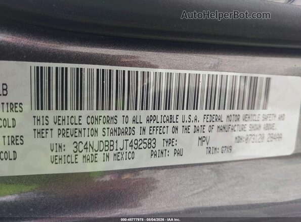 3C4NJDBB1JT492583 2018 JEEP COMPASS Champagne ძრავის განყოფილების ხედი