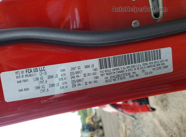 3C4NJDBB1KT679100 2019 JEEP COMPASS Red VIN sticker view