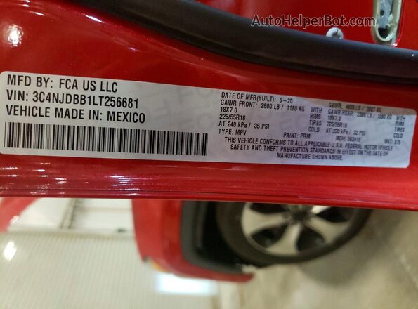 3C4NJDBB1LT256681 2020 JEEP COMPASS Red Vista interior de 360 grados
