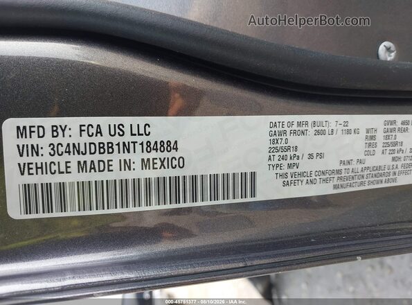 3C4NJDBB1NT184884 2022 JEEP COMPASS Gray Շարժիչի բաժամունքի տեսք