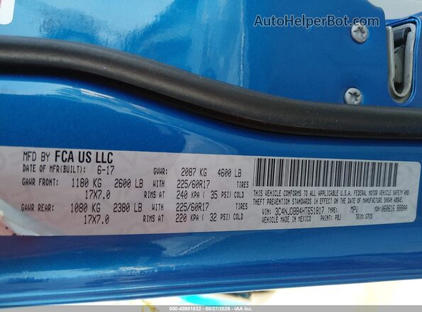 3C4NJDBB4HT651817 2017 JEEP ALL NEW COMPASS Blue Вид підкапотного простору