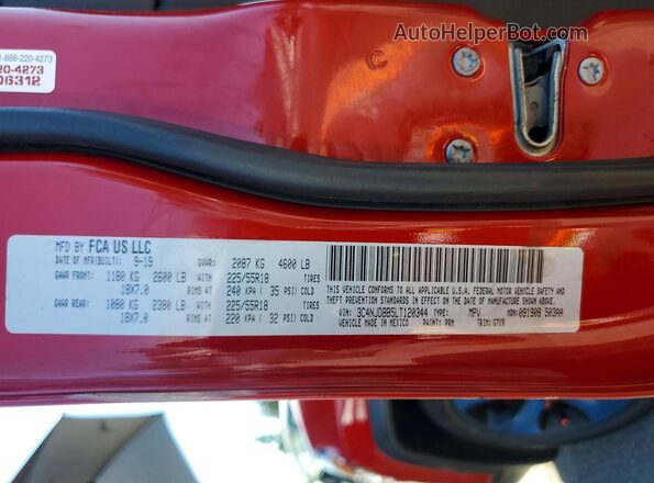 3C4NJDBB5LT120344 2020 JEEP COMPASS Red VIN կոդի պիտակի տեսք