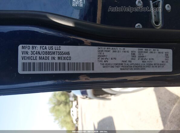3C4NJDBB5MT555446 2021 JEEP COMPASS Blue Widok komory silnika