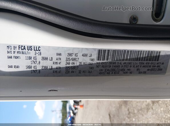 3C4NJDBB6JT314054 2018 JEEP COMPASS Белый Вид подкапотного пространства