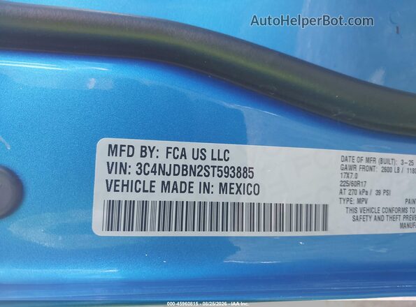 3C4NJDBN2ST593885 2025 JEEP COMPASS Blue Engine compartment view