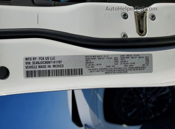 3C4NJDCB0NT141197 2022 JEEP COMPASS Белый Вид наклейки с VIN-кодом