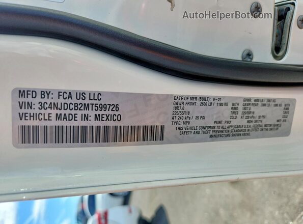 3C4NJDCB2MT599726 2021 JEEP COMPASS White Вид наклейки з VIN-кодом
