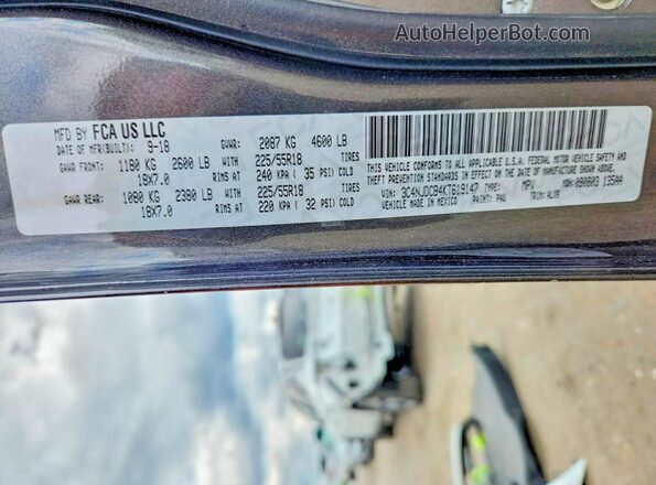 3C4NJDCB4KT619147 2019 JEEP COMPASS Серый Вид наклейки с VIN-кодом