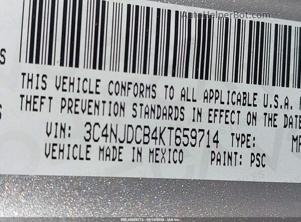 3C4NJDCB4KT659714 2019 JEEP COMPASS Серый Вид подкапотного пространства