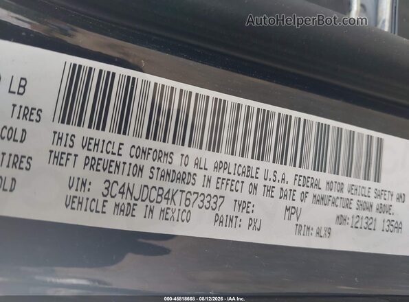 3C4NJDCB4KT673337 2019 JEEP COMPASS Black Engine compartment view