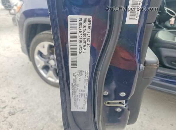3C4NJDCB4MT586816 2021 JEEP COMPASS Синий Вид наклейки с VIN-кодом