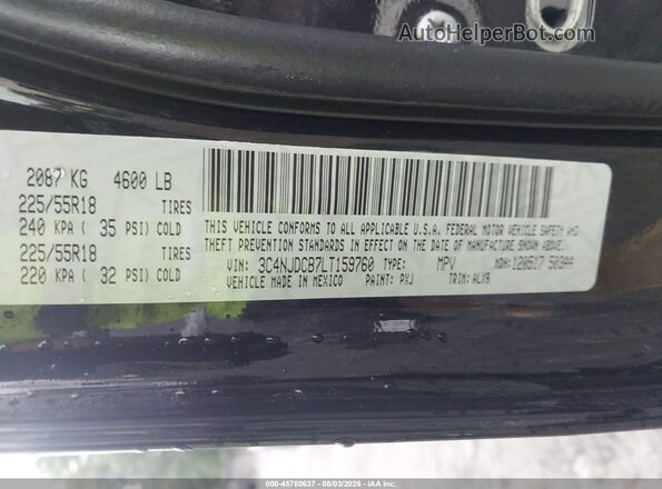 3C4NJDCB7LT159760 2020 JEEP COMPASS Black Widok komory silnika