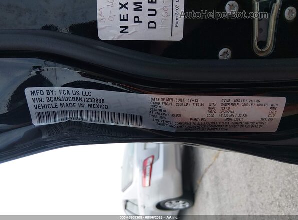 3C4NJDCB8NT233898 2022 JEEP COMPASS Black Widok komory silnika