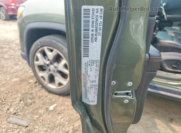 3C4NJDCB9MT521654 2021 JEEP COMPASS Green Vista de la etiqueta del VIN